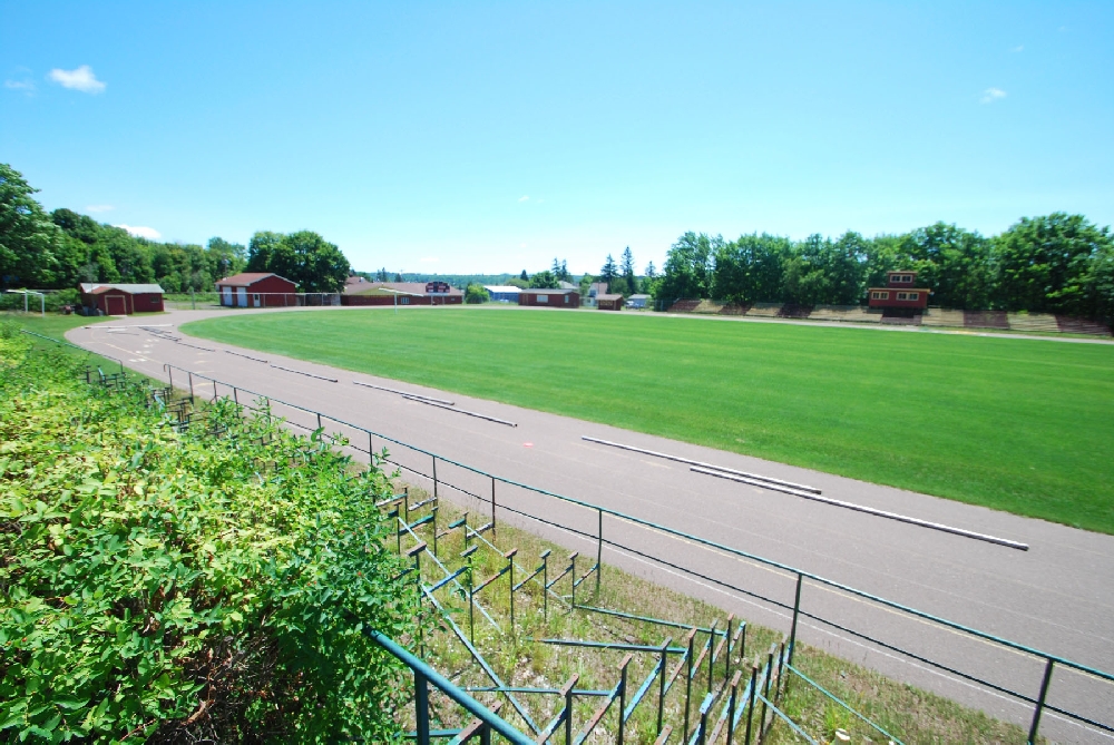 This and the following two photos were taken from mid field, from the original fence line on E. Anthony St., panning from east to west. The original Press Box is at mid field, atop the south bleachers. Bleachers were also located on the north side.